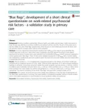 'Blue flags', development of a short clinical questionnaire on work-related psychosocial risk factors - a validation study in primary care