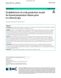 Establishment of a risk prediction model for bowel preparation failure prior to colonoscopy