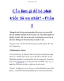 Cần làm gì để bé phát triển tối ưu nhất? - Phần 1