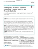 The frequency of and risk factors for osteoporosis in Korean patients with rheumatoid arthritis