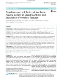 Prevalence and risk factors of low bone mineral density in spondyloarthritis and prevalence of vertebral fractures