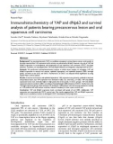 Immunohistochemistry of YAP and dNp63 and survival analysis of patients bearing precancerous lesion and oral squamous cell carcinoma