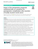 Impact of the preoperative prognostic nutritional index as a predictor for postoperative complications after resection of locally recurrent rectal cancer