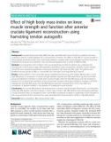 Effect of high body mass index on knee muscle strength and function after anterior cruciate ligament reconstruction using hamstring tendon autografts