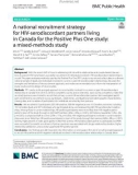 A national recruitment strategy for HIV-serodiscordant partners living in Canada for the Positive Plus One study: A mixed-methods study