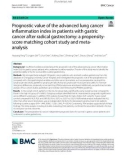 Prognostic value of the advanced lung cancer inflammation index in patients with gastric cancer after radical gastrectomy: A propensity-score matching cohort study and meta-analysis