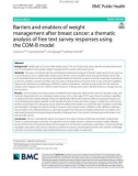 Barriers and enablers of weight management after breast cancer: A thematic analysis of free text survey responses using the COM-B model