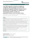 Low-field magnetic resonance imaging or combined ultrasonography and anti-cyclic citrullinated peptide antibody improve correct classification of individuals as established rheumatoid arthritis: Results of a population-based, cross-sectional study