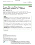 Unique DNA methylation signature in HPV-positive head and neck squamous cell carcinomas