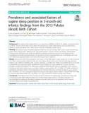 Prevalence and associated factors of supine sleep position in 3-month-old infants: Findings from the 2015 Pelotas (Brazil) Birth Cohort