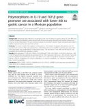 Polymorphisms in IL-10 and TGF-β gene promoter are associated with lower risk to gastric cancer in a Mexican population