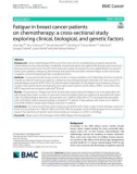 Fatigue in breast cancer patients on chemotherapy: A cross-sectional study exploring clinical, biological, and genetic factors