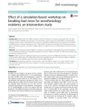 Effect of a simulation-based workshop on breaking bad news for anesthesiology residents: An intervention study