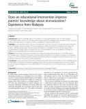 Does an educational intervention improve parents' knowledge about immunization? Experience from Malaysia