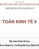 Bài giảng Toán kinh tế 2: Chương 3.1 - Trường ĐH Bách khoa Hà Nội