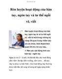 Rèn luyện hoạt động của bàn tay, ngón tay và tư thế ngồi vẽ, viết