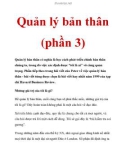 Quản lý bản thân (phần 3)