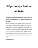 Giúp con bạn lướt net an toàn