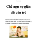 Chế ngự sự giận dữ của trẻ