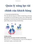 Quản lý năng lực tài chính của khách hàng