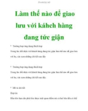 Làm thế nào để giao lưu với káhch hàng đang tức giận