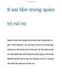 6 sai lầm trong quản trị rủi ro