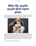 Nắm lấy quyền quyết định hạnh phúc