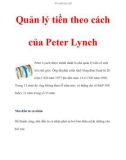 Quản lý tiền theo cách của Peter Lynch