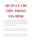 QUẢN LÝ CHI TIÊU TRONG GIA ĐÌNH