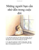 Những người bạn cần nhớ đến trong cuộc đời