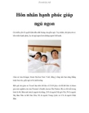 Hôn nhân hạnh phúc giúp ngủ ngon