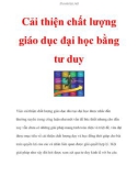 Cải thiện chất lượng giáo dục đại học bằng tư duy