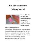 Khi nào thì nên nói ‘không' với bé