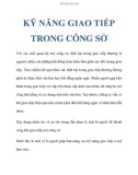 KỸ NĂNG GIAO TIẾP TRONG CÔNG SỞ