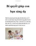 Bí quyết để giúp con bạn sáng dạ