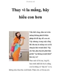 Thay vì la mắng, hãy hiểu con hơn