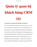 Quản lý quan hệ khách hàng CRM (tt)