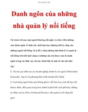 Danh ngôn của những nhà quản lý nổi tiếng