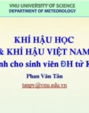 Bài giảng Khí hậu học và Khí hậu Việt Nam (Phần 1: Khí hậu học): Chương 1 – Phan Văn Tân