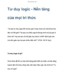 Tìm hiểu Tư duy logic - Nền tảng của mọi tri thức