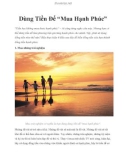 Dùng Tiền Để 'Mua Hạnh Phúc'