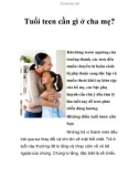 Tuổi teen cần gì ở cha mẹ?