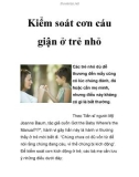 Kiểm soát cơn cáu giận ở trẻ nhỏ