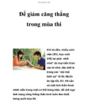 Để giảm căng thẳng trong mùa thi