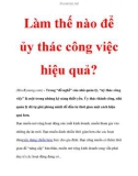 Làm thế nào để ủy thác công việc hiệu quả?