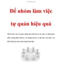 Để nhóm làm việc tự quản hiệu quả