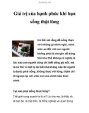 Giá trị của hạnh phúc khi bạn sống thật lòng