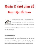 Quản lý thời gian để làm việc tốt hơn