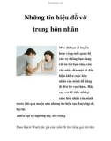 Những tín hiệu đổ vỡ trong hôn nhân