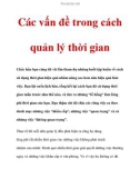 Các vấn đề trong cách quản lý thời gian